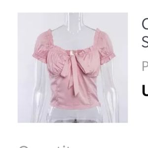 Pink puff sleeve ruffle slim corset like crop top